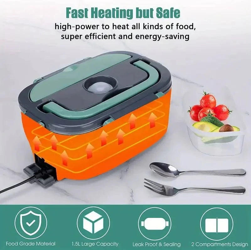 Portable Food Warmer Container Electric Lunch Box Stainless Steel for Car Truck Home Office Factory 110V//220V CuisyShop