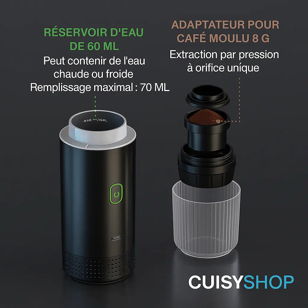 Machine à Café Portable 3-en-1 – Sans Fil & Rechargeable CuisyShop