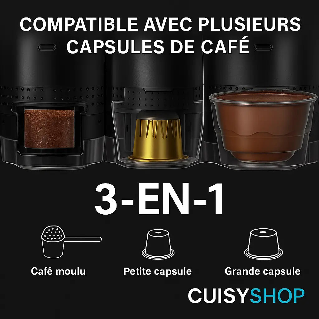 Machine à Café Portable 3-en-1 – Sans Fil & Rechargeable CuisyShop
