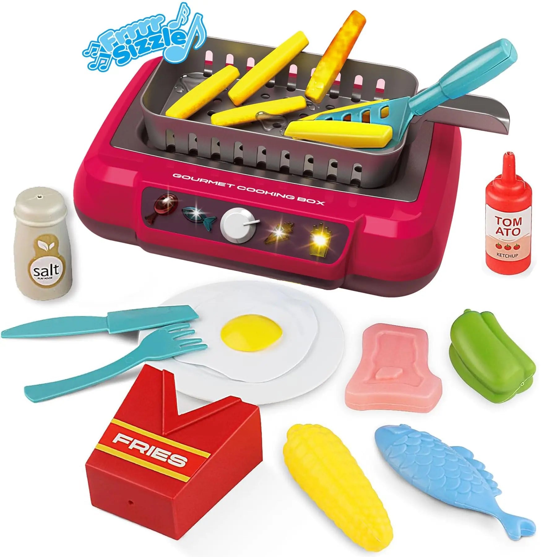 20Pcs DIY Kitchen Cooking Toy Set With Sound & Light Color Multi-Functional Induction Children‘s Play House Food Toys Gifts CuisyShop