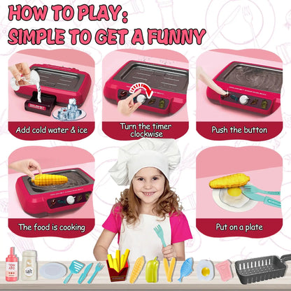 20Pcs DIY Kitchen Cooking Toy Set With Sound & Light Color Multi-Functional Induction Children‘s Play House Food Toys Gifts CuisyShop