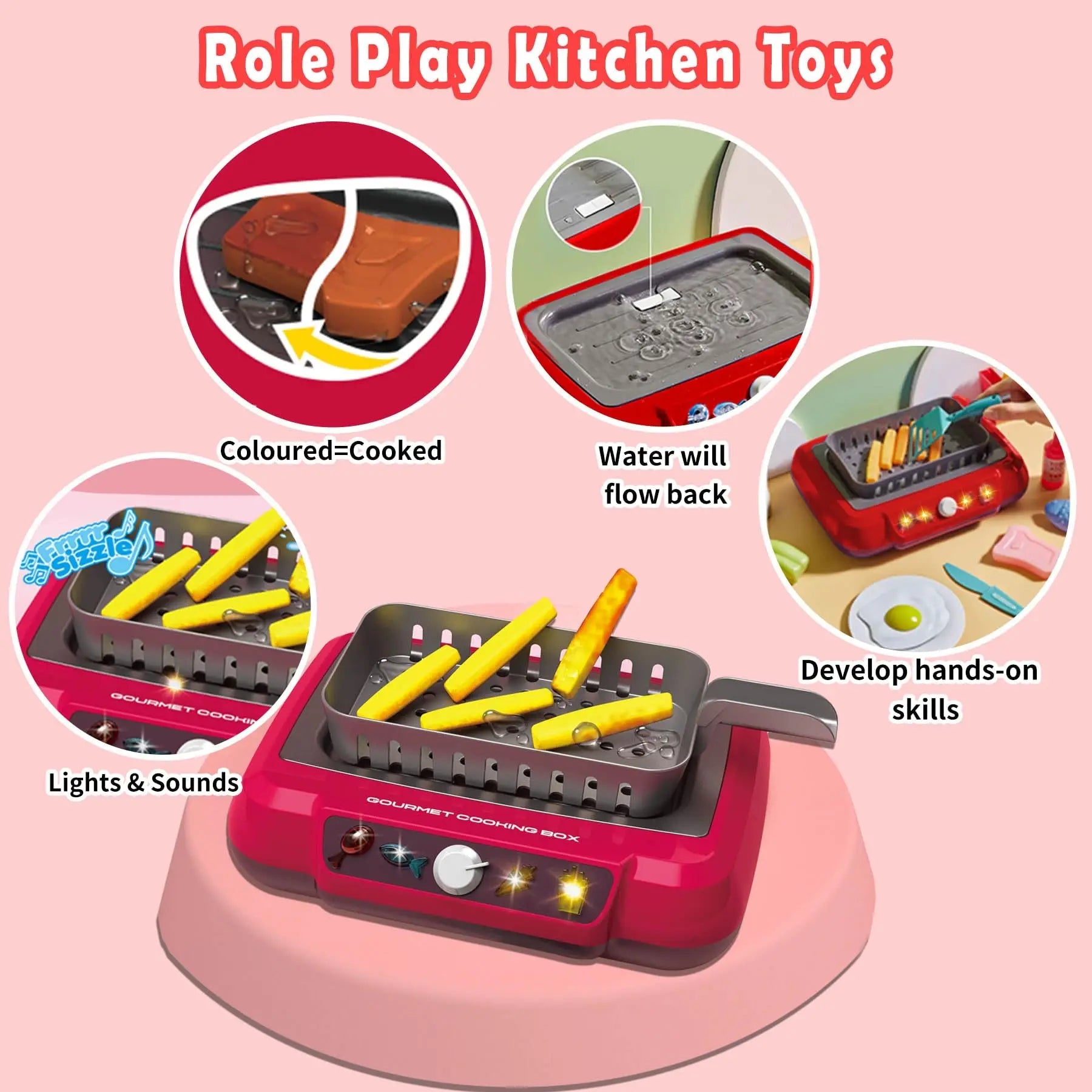 20Pcs DIY Kitchen Cooking Toy Set With Sound & Light Color Multi-Functional Induction Children‘s Play House Food Toys Gifts CuisyShop