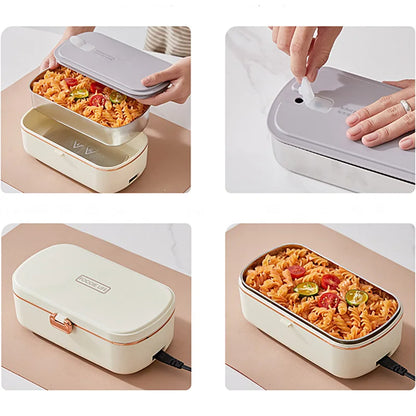 Stainless Steel 220V 110V Electric Heating Lunch Box Portable Student Home Work Meal Heated Heater Food Warmer Container White