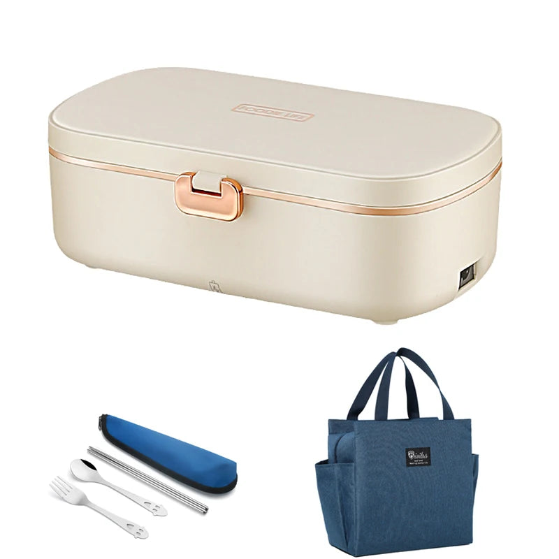 Stainless Steel 220V 110V Electric Heating Lunch Box Portable Student Home Work Meal Heated Heater Food Warmer Container White