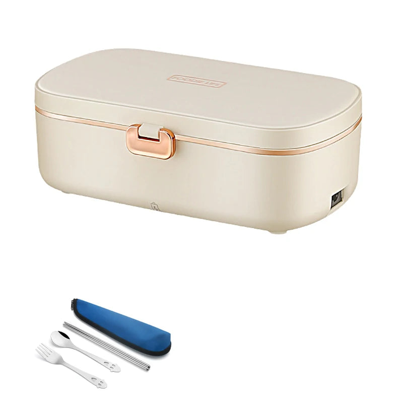 Stainless Steel 220V 110V Electric Heating Lunch Box Portable Student Home Work Meal Heated Heater Food Warmer Container White