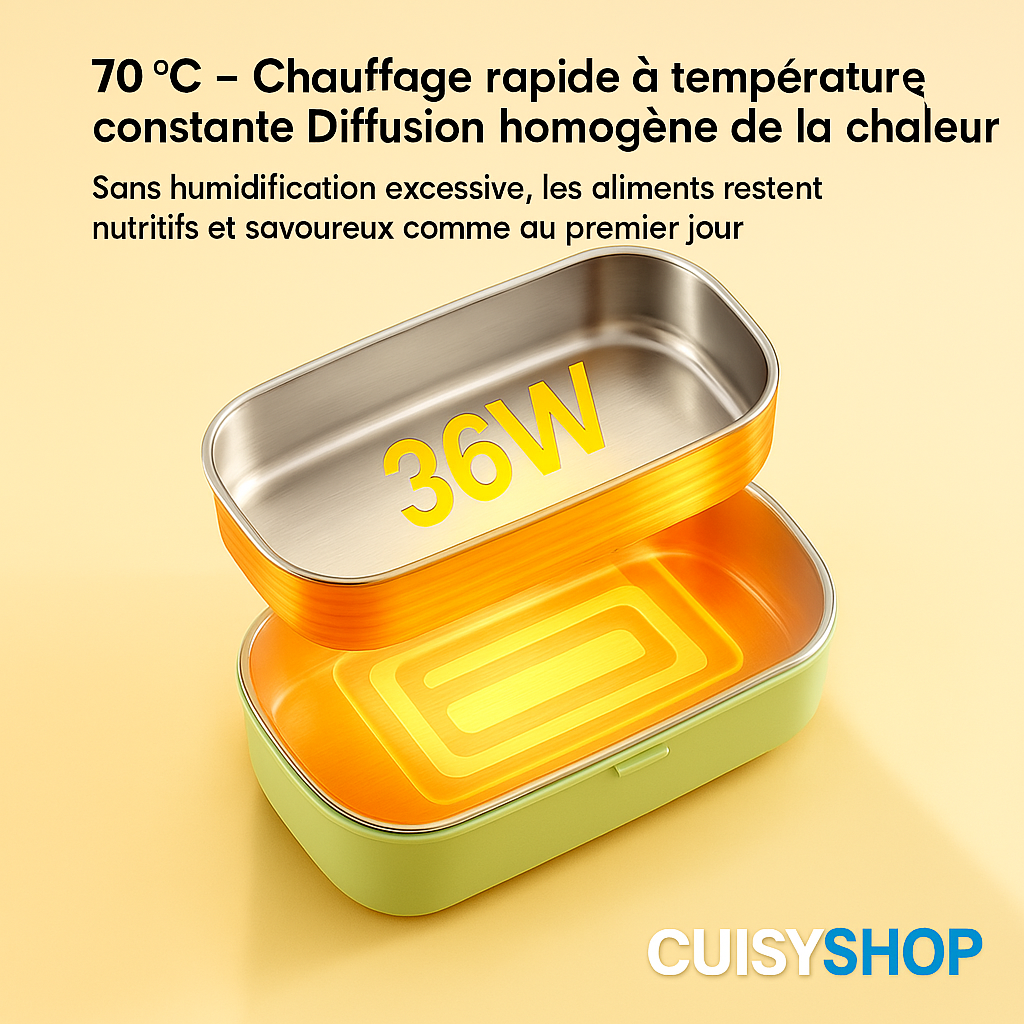 Boîte Repas Électrique 900ml – Chauffe-Plats Portable avec Vapeur Intégrée | Spéciale Employés de Bureau CuisyShop