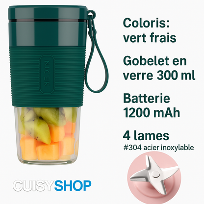 Mini Blender Portable USB – Smoothies, Jus & Shakes à emporter CuisyShop
